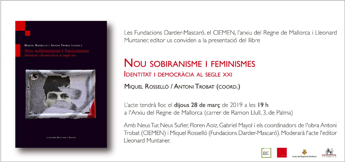 PRESENTACIÓ A PALMA DE: NOU SOBIRANISME I FEMINISMES. IDENTITAT I DEMOCRÀCIA AL SEGLE XXI