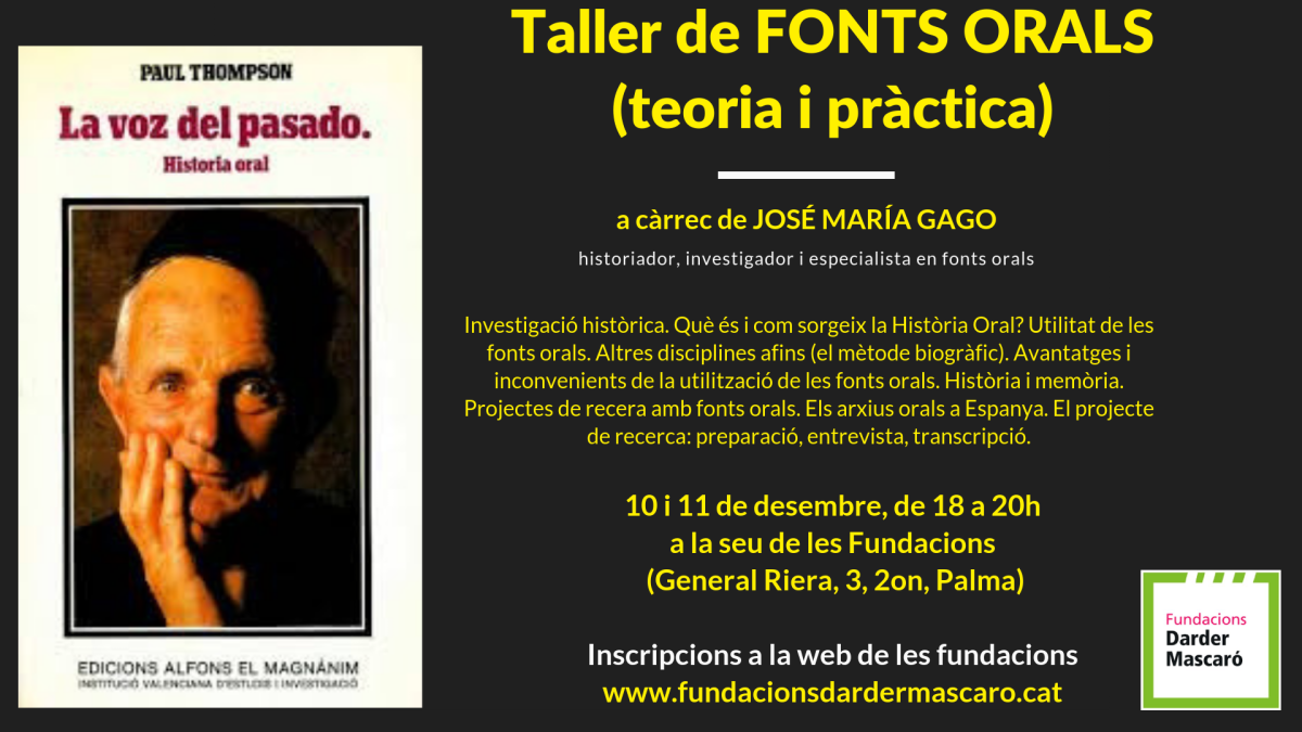 TALLER DE FONTS ORALS AMB JOSÉ MARIA GAGO